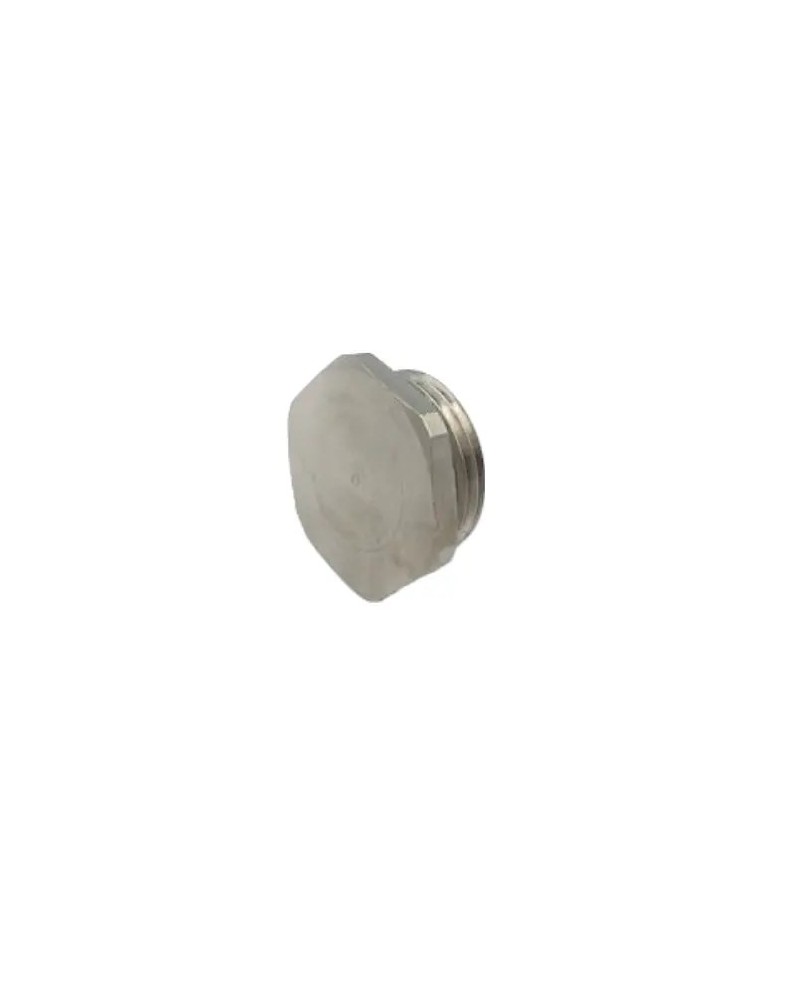 Bouchon plat 6 pans - ISO12 - laiton nickelé -A2S