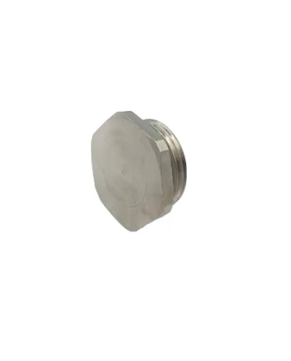Bouchon plat 6 pans - ISO12 - laiton nickelé -A2S