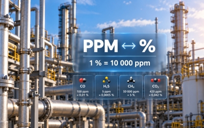 PPM et pourcentage : conversion pour concentrations de gaz